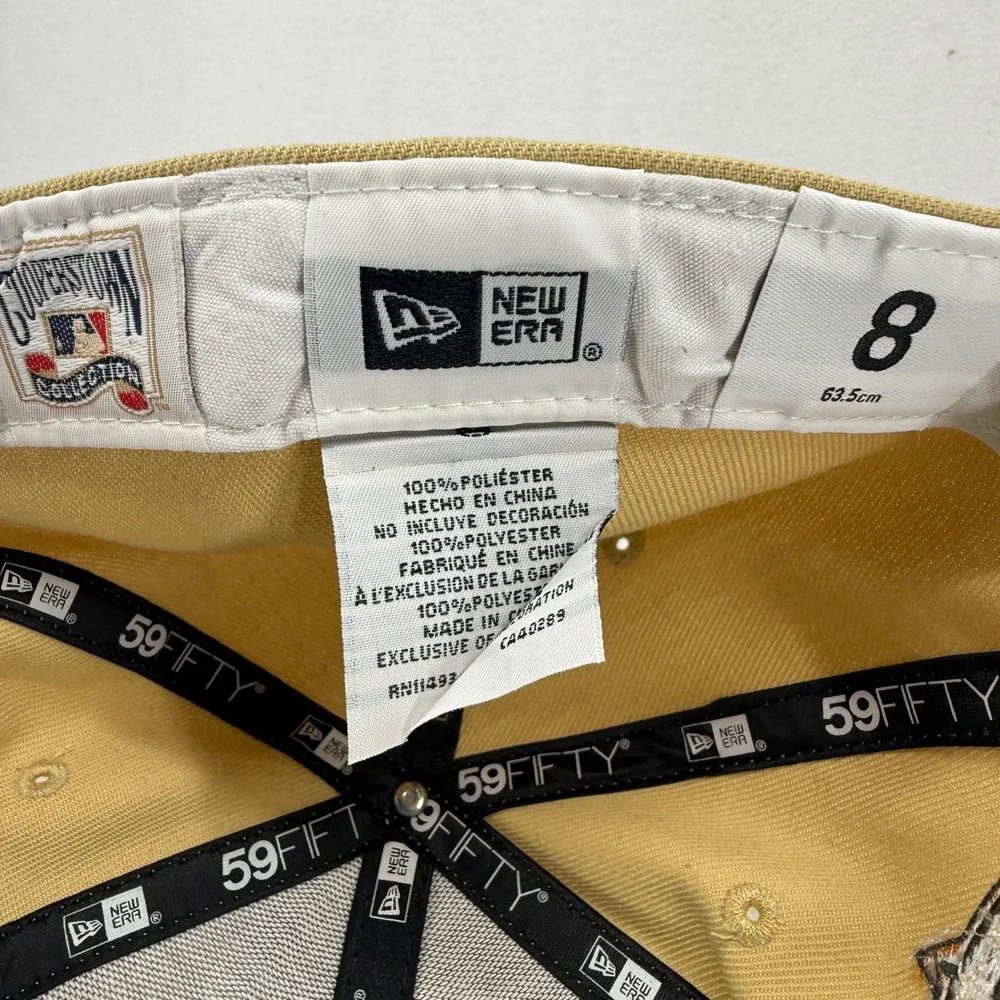 New Era 59FIFTY Fitted Hat‎ Mens Size 8 Tan Green NY Yankees All Star Game Patch